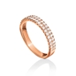 Fashionably Silver Essentials Rose Gold Plated Two Rows Band Ring-